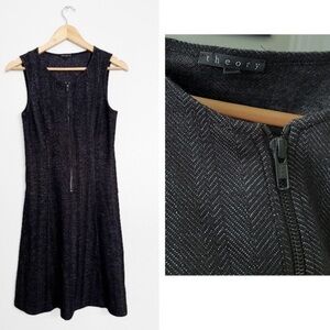 Theory Olethea Arminus Herringbone Wool Zip Business Dress